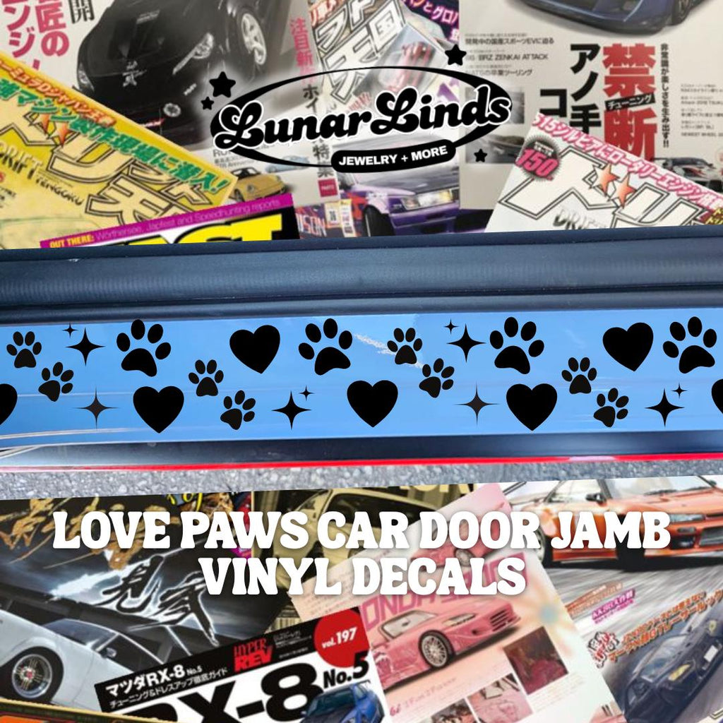Love Paws Car Door Jamb Decal | Cute Sparkles Car Door Jamb | Car Sticker | Matte or Chrome Vinyl Set of 2