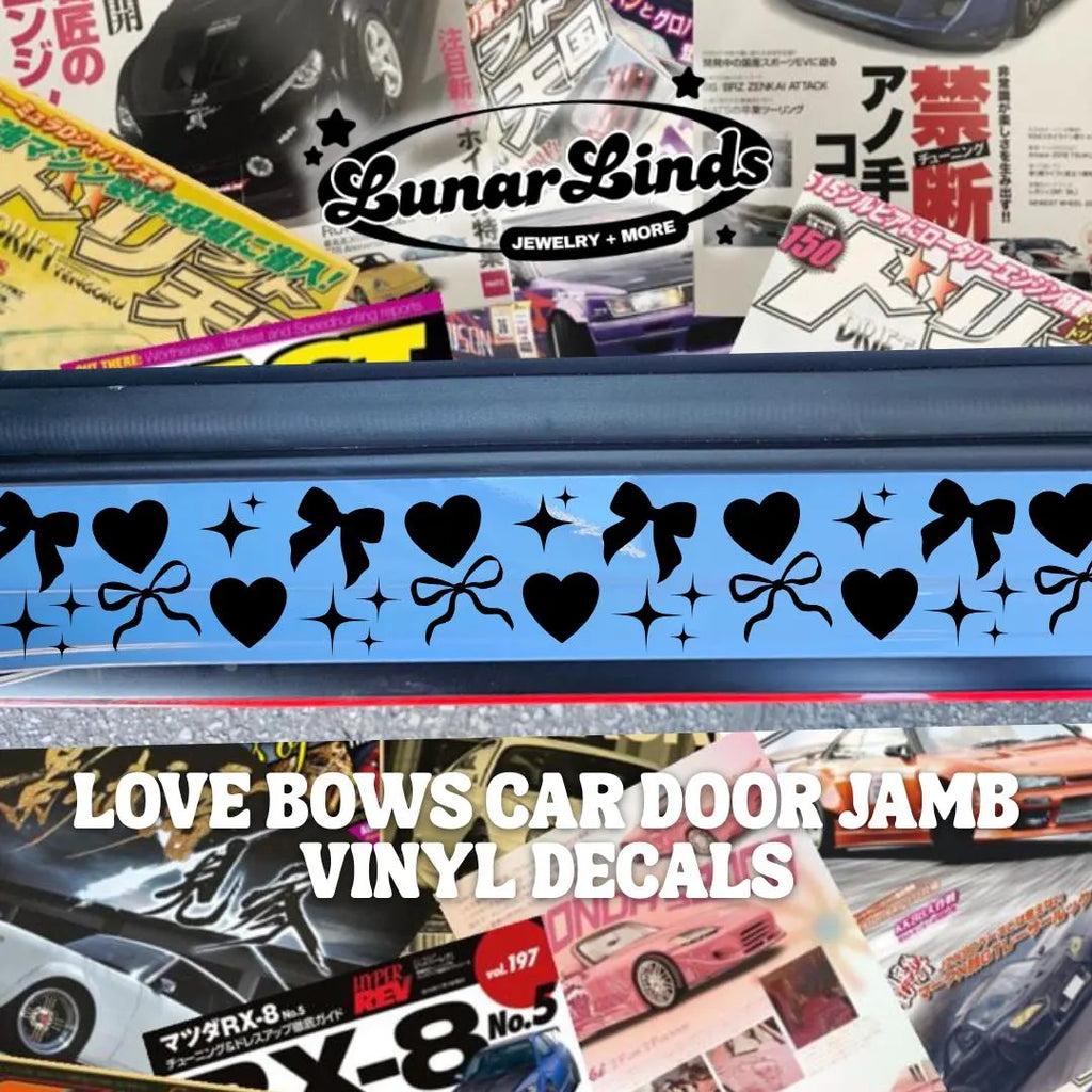 Love Bows Car Door Jamb Decal | Cute Sparkles Car Door Jamb | Car Sticker | Matte or Chrome Vinyl Set of 2