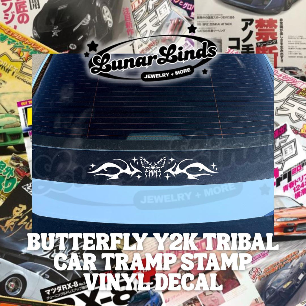 Butterfly Y2K Tribal Car Tramp Stamp Decal || Tramp Stamp Vinyl Decal for Car|| Custom Y2K Car Decal