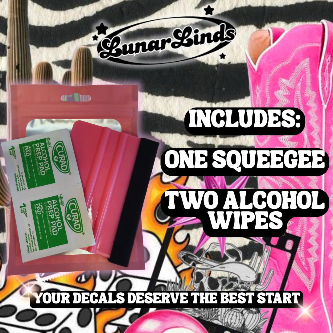 Vinyl Decal Application Kit | Squeegee + Alcohol Wipes for Easy Install | Kit for Vinyl Decals | Tool Set | LunarLinds Decal Install Kit