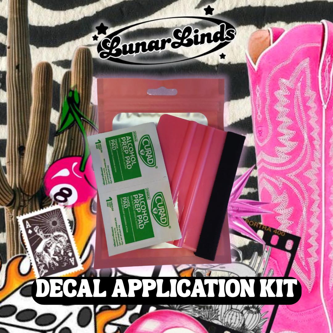 Vinyl Decal Application Kit | Squeegee + Alcohol Wipes for Easy Install | Kit for Vinyl Decals | Tool Set | LunarLinds Decal Install Kit